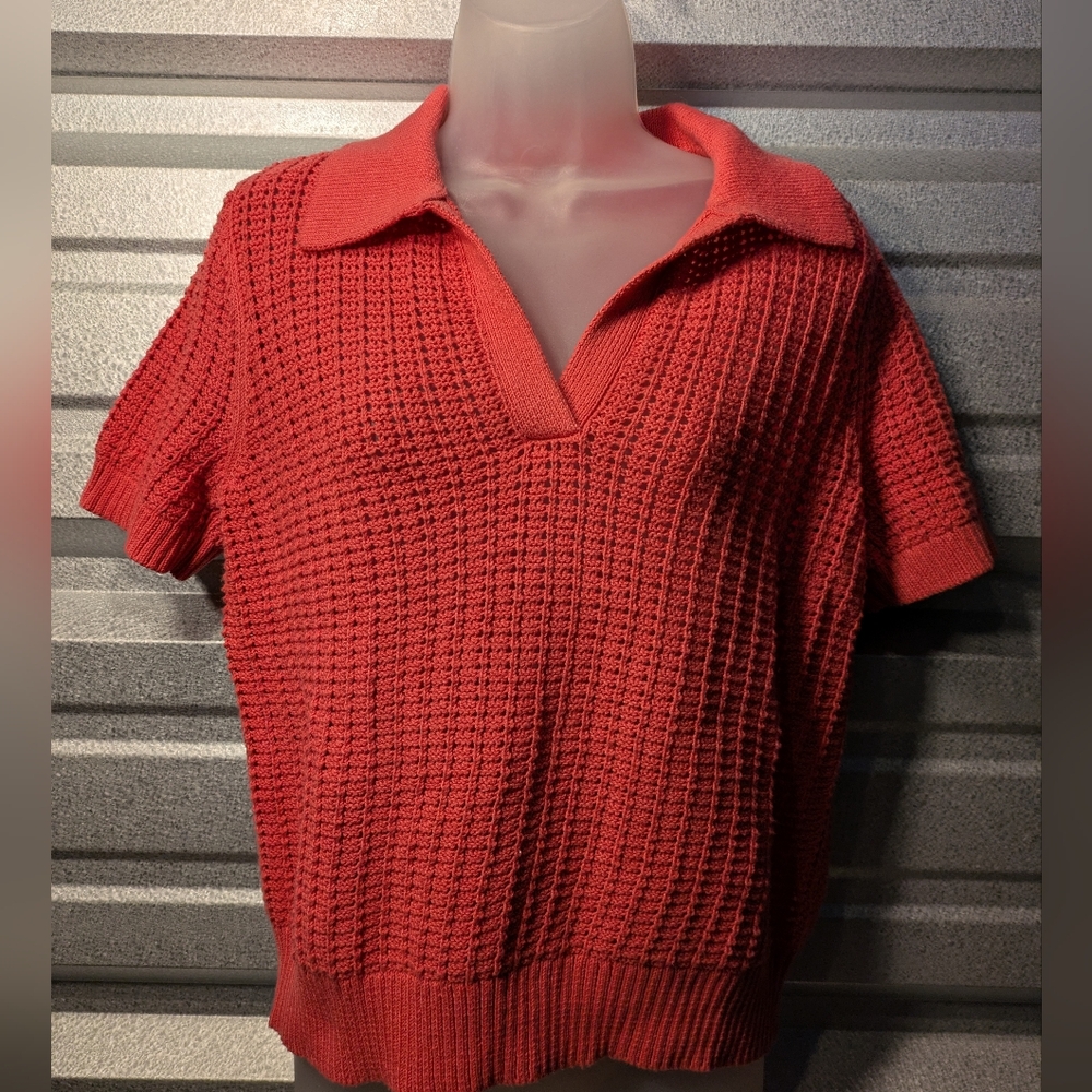 Talbots Red Textured Knit Tank Top